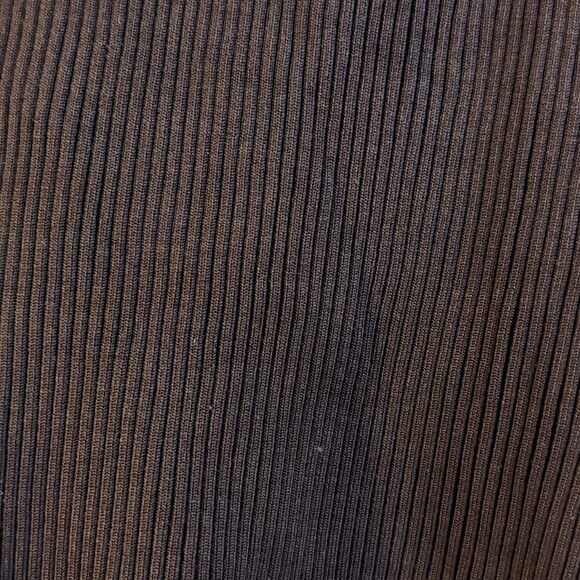 Wrap effect body fit silk blend Mocha brown top stretchy with silk raffl… - Picture 8 of 14